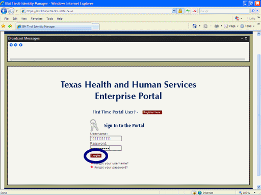 Screenshot of Enterprise Portal Logon page